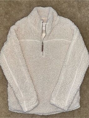 Elodie Cream Sherpa Quarter-Zip Turtleneck Pullover